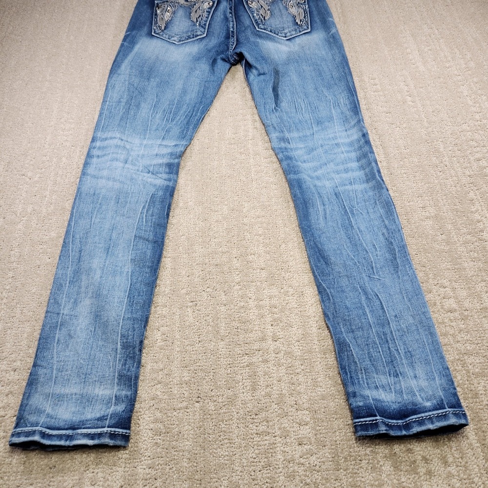 Miss Me Jeans Women 27 Mid Rise Skinny Stretch Denim Acid Wash Y2K Cowgirl - Picture 11 of 12
